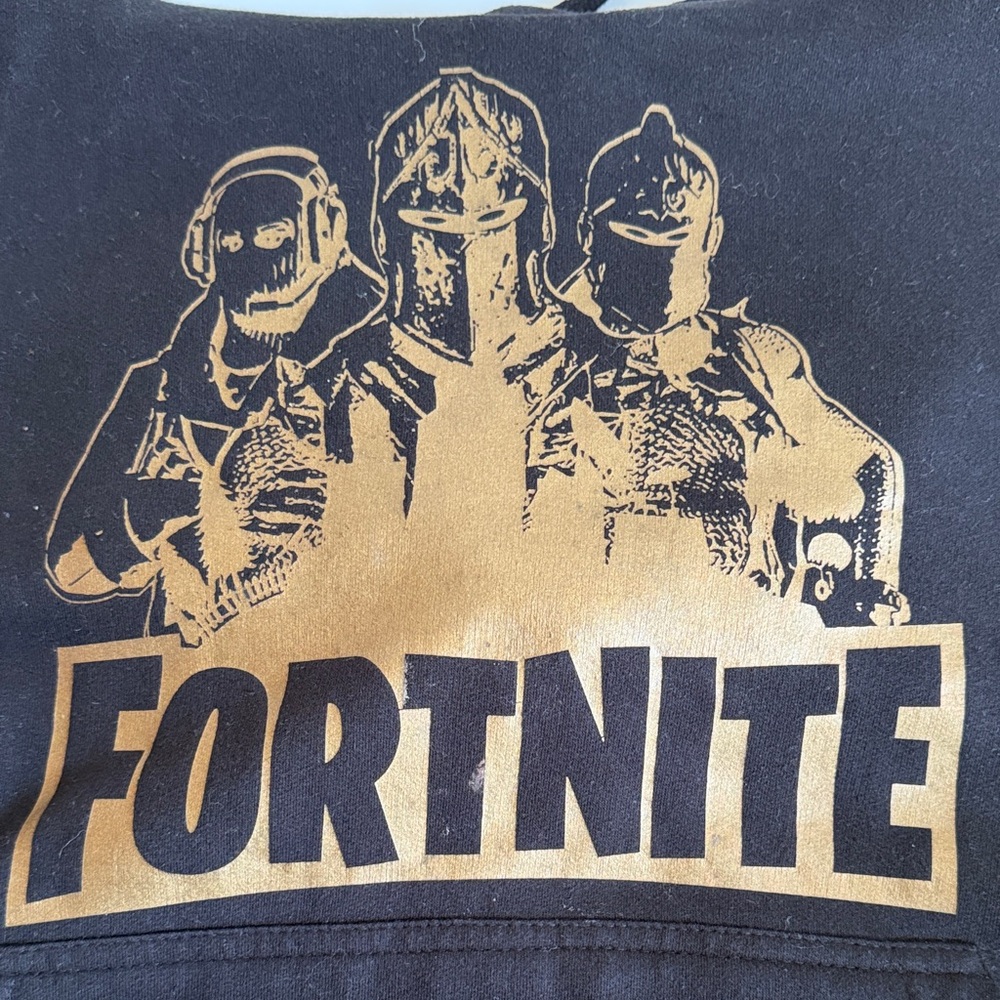 Fortnite Black and Drawstring Black and Gold Hoodie
